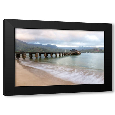 Hanalei Pier II Black Modern Wood Framed Art Print with Double Matting by Head, Danny
