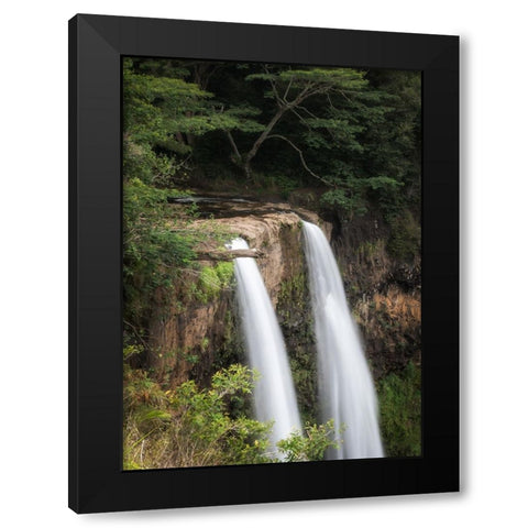 Wailua Falls Black Modern Wood Framed Art Print with Double Matting by Head, Danny