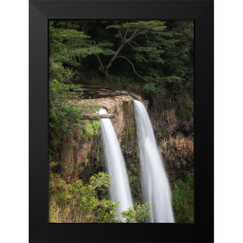 Wailua Falls Black Modern Wood Framed Art Print by Head, Danny