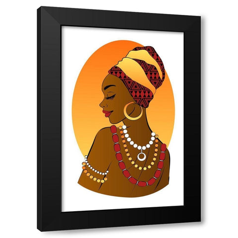 African Girl Black Modern Wood Framed Art Print with Double Matting by Aesthete