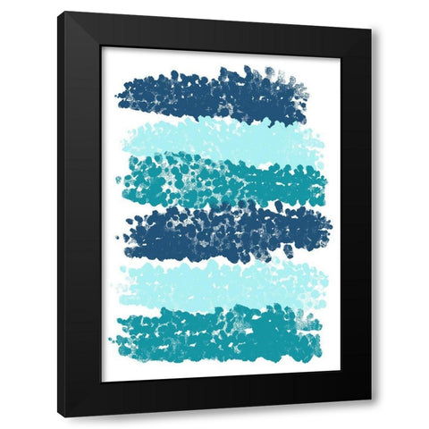 Blue Stripes Black Modern Wood Framed Art Print with Double Matting by Aesthete