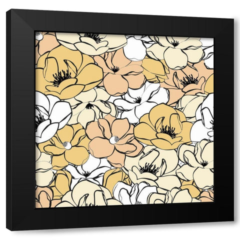 Terra Magnolias Black Modern Wood Framed Art Print with Double Matting by Aesthete