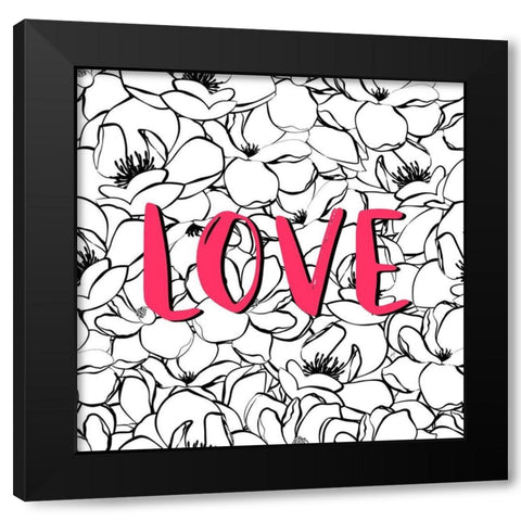 Love Magnolias Black Modern Wood Framed Art Print by Aesthete