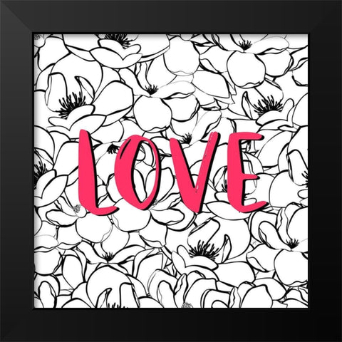Love Magnolias Black Modern Wood Framed Art Print by Aesthete