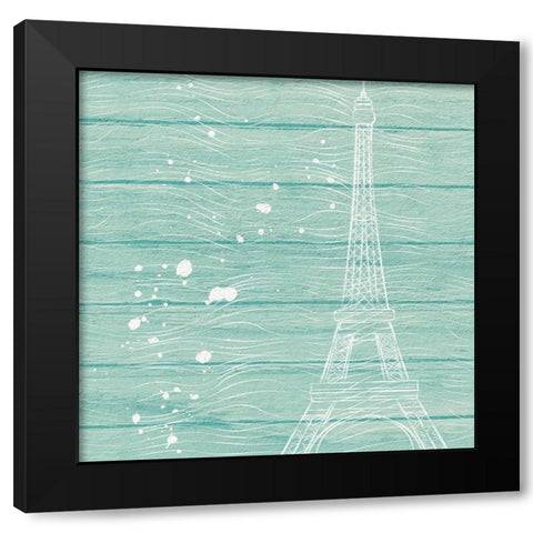 Cyan Paris Black Modern Wood Framed Art Print by Aesthete