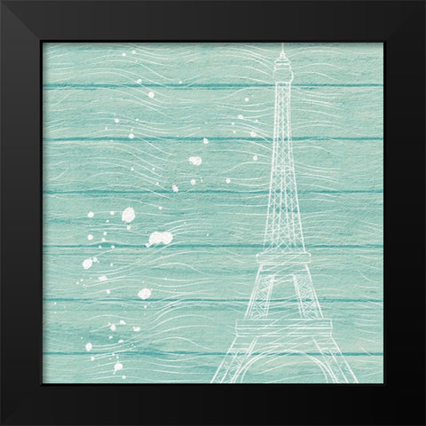 Cyan Paris Black Modern Wood Framed Art Print by Aesthete