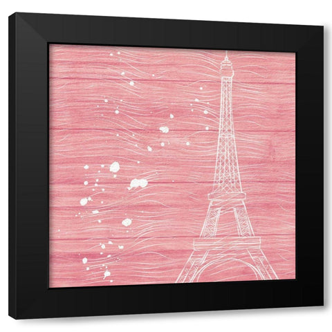 Pink Paris Black Modern Wood Framed Art Print by Aesthete