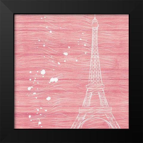 Pink Paris Black Modern Wood Framed Art Print by Aesthete