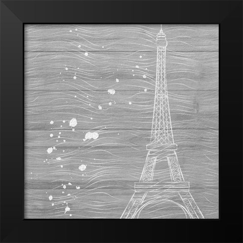 Grey Paris Black Modern Wood Framed Art Print by Aesthete