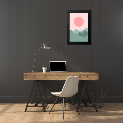 Pastel Views Black Modern Wood Framed Art Print by Aesthete
