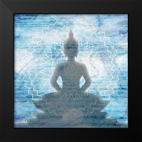 Blue Budha Black Modern Wood Framed Art Print by Aesthete