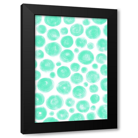 Dots Blue Black Modern Wood Framed Art Print with Double Matting by Aesthete