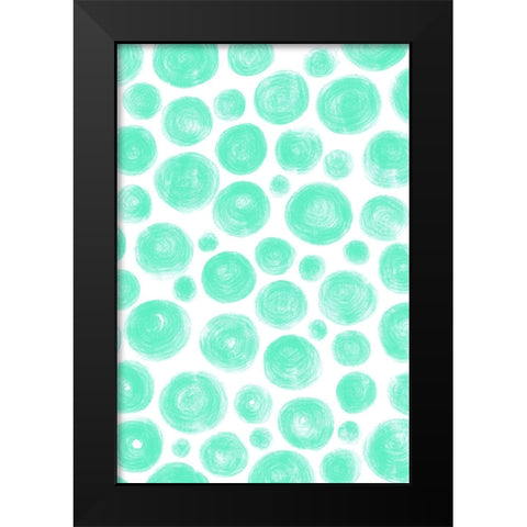Dots Blue Black Modern Wood Framed Art Print by Aesthete