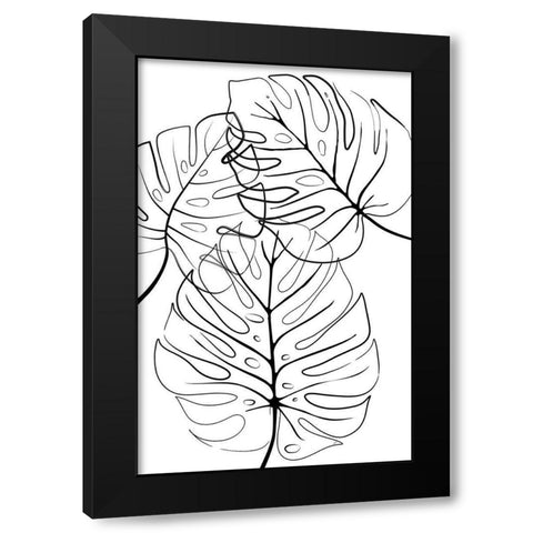 Ink Leaves Black Modern Wood Framed Art Print by Aesthete