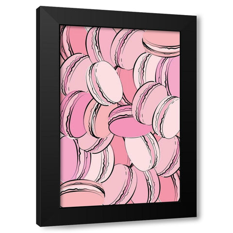 Macarons Black Modern Wood Framed Art Print by Aesthete