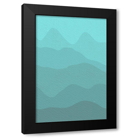 Cyan Mountains Black Modern Wood Framed Art Print by Aesthete