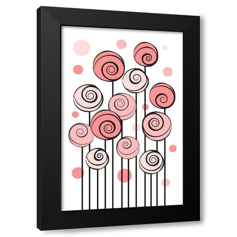 Rose Garden Black Modern Wood Framed Art Print by Aesthete
