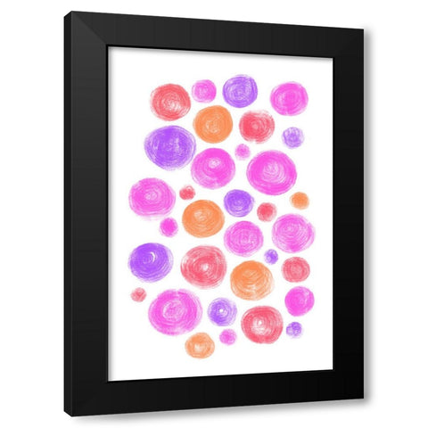 Dots Pink Black Modern Wood Framed Art Print with Double Matting by Aesthete