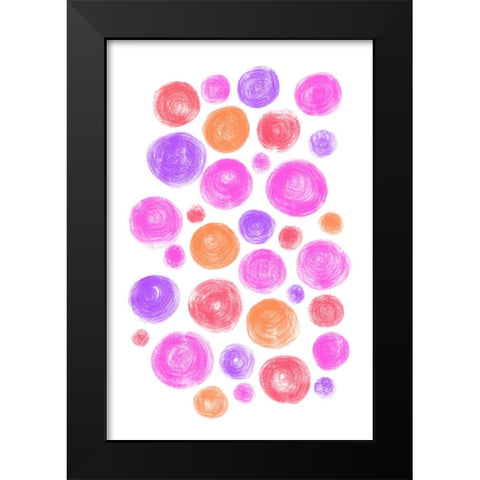 Dots Pink Black Modern Wood Framed Art Print by Aesthete
