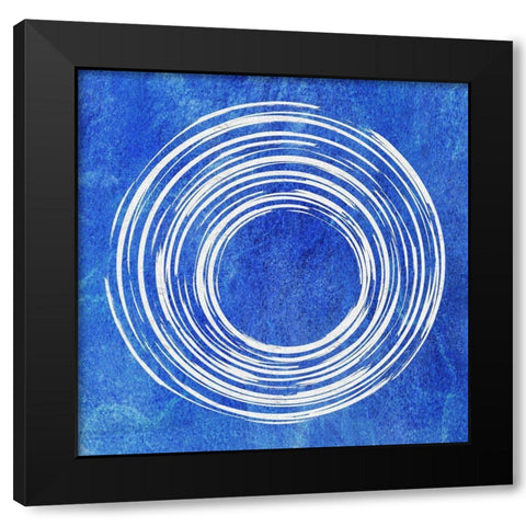 Blue Artsy Cirlces One Black Modern Wood Framed Art Print by Aesthete