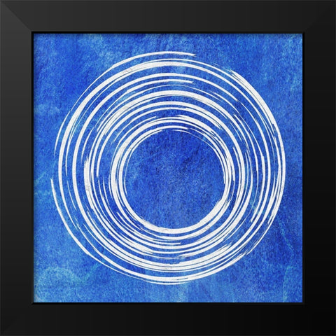 Blue Artsy Cirlces One Black Modern Wood Framed Art Print by Aesthete