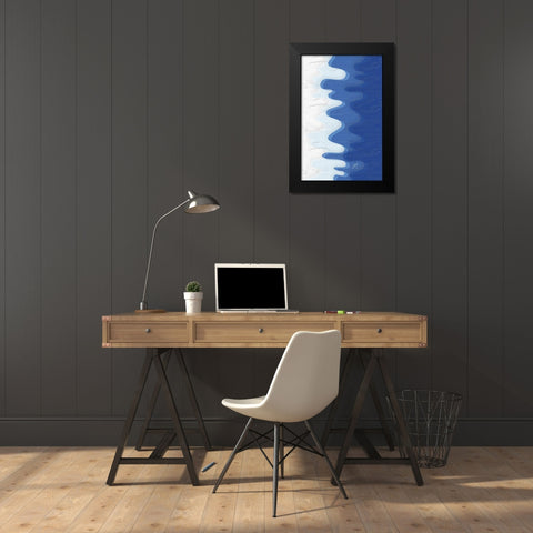 Waves Black Modern Wood Framed Art Print by Aesthete