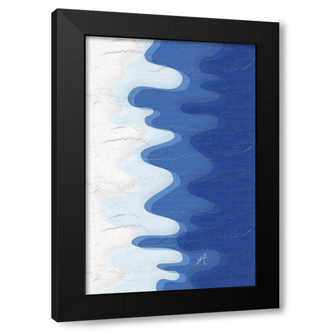 Waves Black Modern Wood Framed Art Print by Aesthete