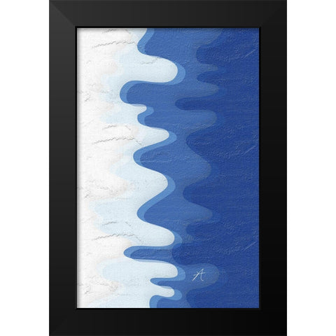 Waves Black Modern Wood Framed Art Print by Aesthete