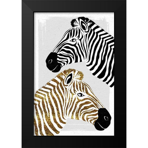 Zebras Black Modern Wood Framed Art Print by Aesthete