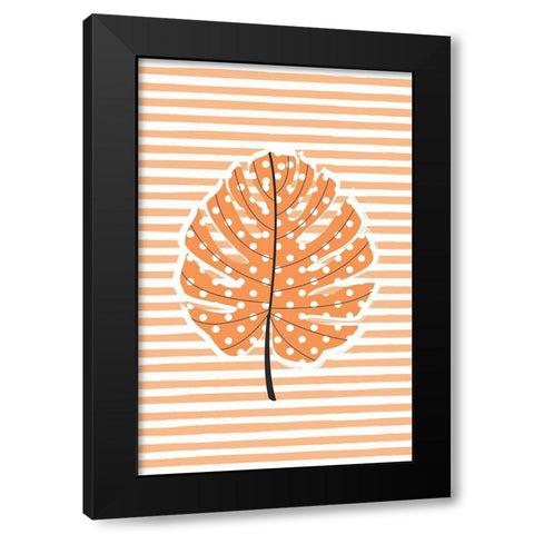 Autumn Dot Leave Black Modern Wood Framed Art Print with Double Matting by Aesthete