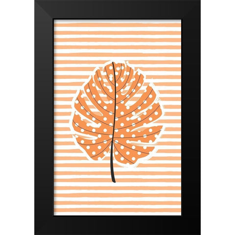 Autumn Dot Leave Black Modern Wood Framed Art Print by Aesthete