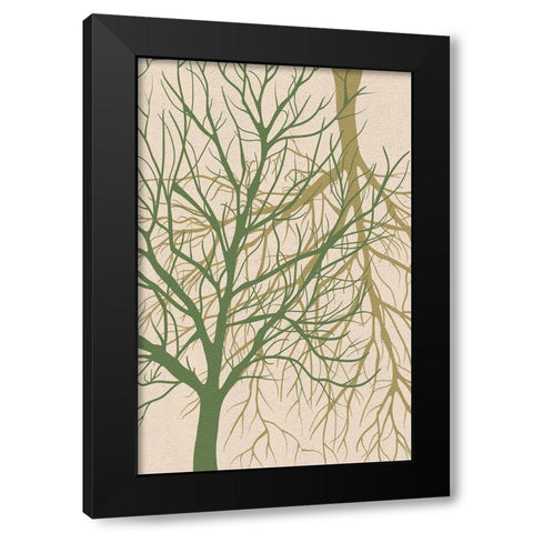 Twin Tree Black Modern Wood Framed Art Print with Double Matting by Aesthete