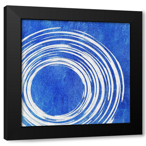 Blue Artsy Cirlces Two Black Modern Wood Framed Art Print by Aesthete