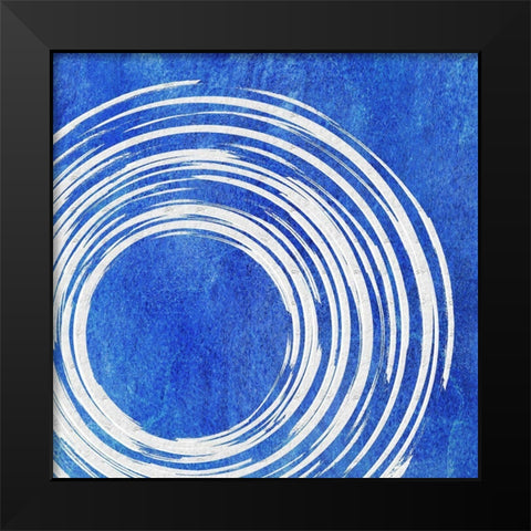 Blue Artsy Cirlces Two Black Modern Wood Framed Art Print by Aesthete