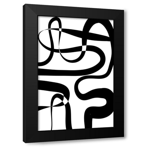 Maze White Black Modern Wood Framed Art Print with Double Matting by Aesthete