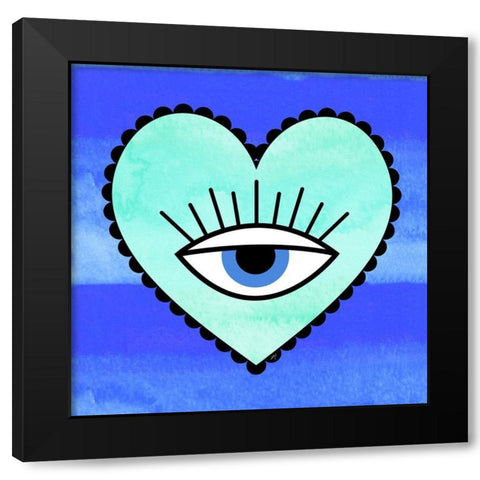 Eye Love Black Modern Wood Framed Art Print with Double Matting by Aesthete