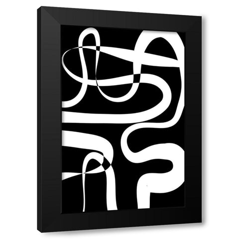 Maze Black Black Modern Wood Framed Art Print with Double Matting by Aesthete