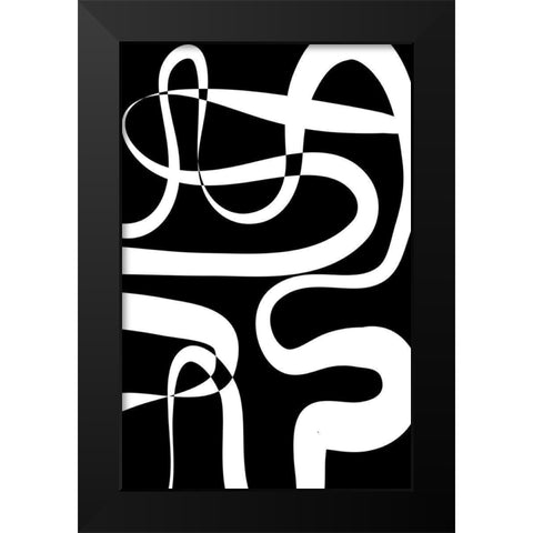 Maze Black Black Modern Wood Framed Art Print by Aesthete