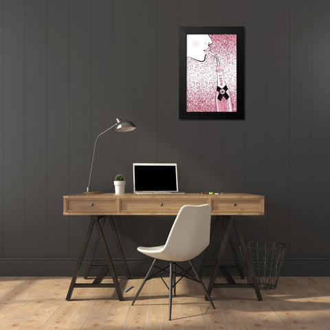 Moet Drink Pink Black Modern Wood Framed Art Print by Aesthete