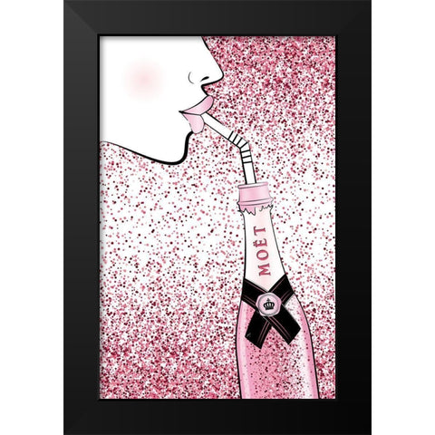 Moet Drink Pink Black Modern Wood Framed Art Print by Aesthete