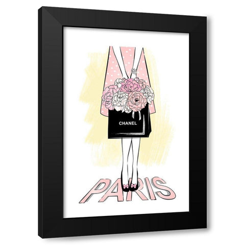 Paris Girl Black Modern Wood Framed Art Print by Aesthete