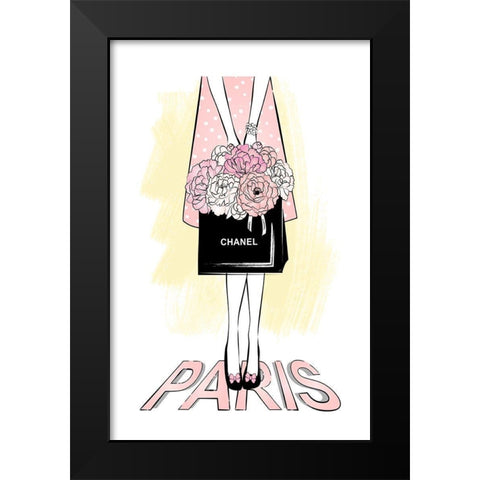 Paris Girl Black Modern Wood Framed Art Print by Aesthete
