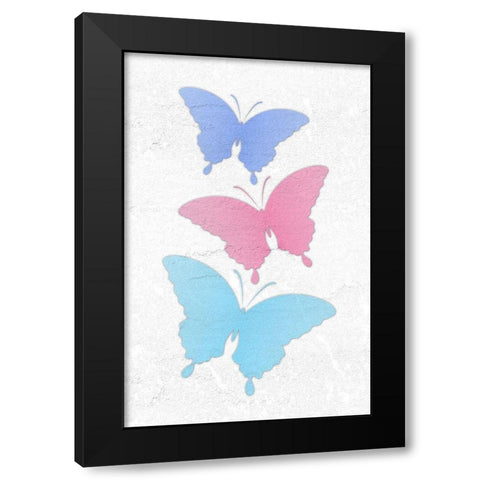 Pastel Butterflies Black Modern Wood Framed Art Print with Double Matting by Aesthete