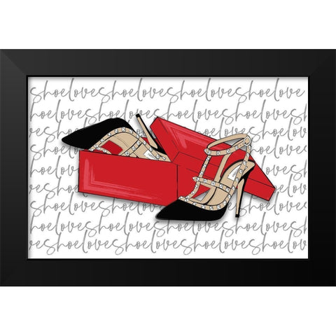 Shoe Love Black Modern Wood Framed Art Print by Aesthete