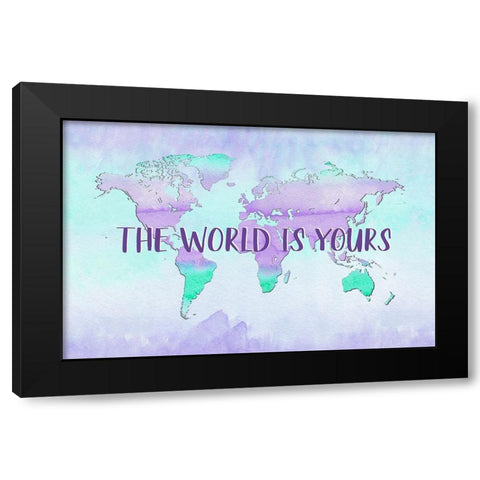 Purple Quote Map Black Modern Wood Framed Art Print with Double Matting by Aesthete