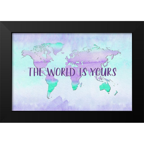 Purple Quote Map Black Modern Wood Framed Art Print by Aesthete