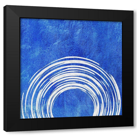 Blue Artsy Cirlces Three Black Modern Wood Framed Art Print with Double Matting by Aesthete
