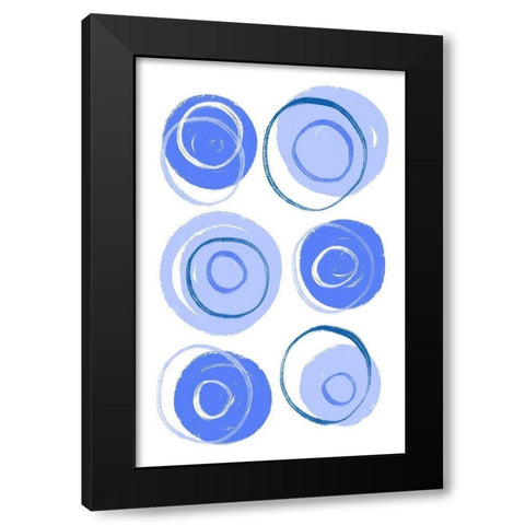 Buttons Blue Black Modern Wood Framed Art Print by Aesthete