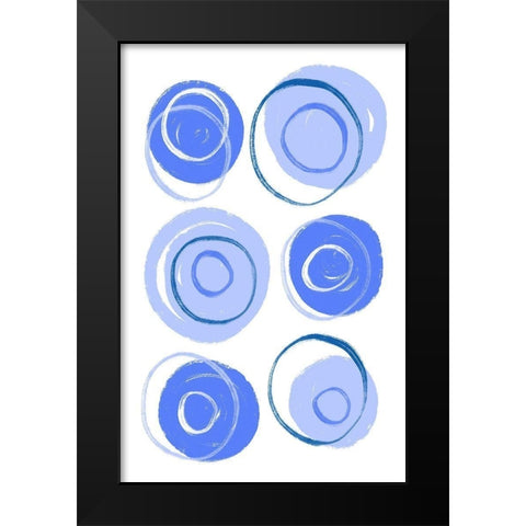 Buttons Blue Black Modern Wood Framed Art Print by Aesthete