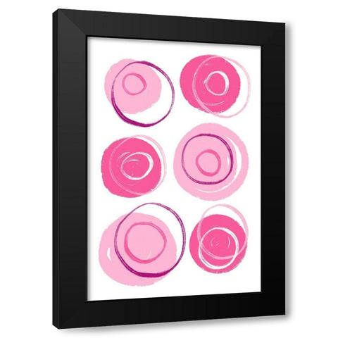 Buttons Pink Black Modern Wood Framed Art Print with Double Matting by Aesthete